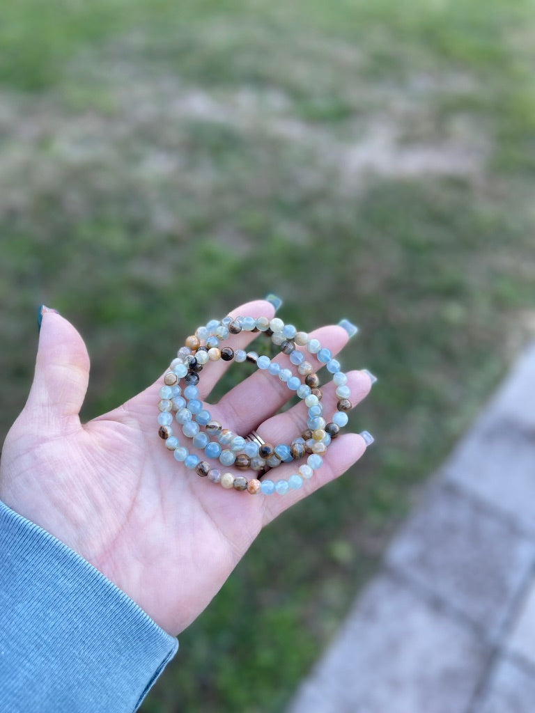 Lemurian Aquatine Calcite Bracelet, stress relief. recall FB3332