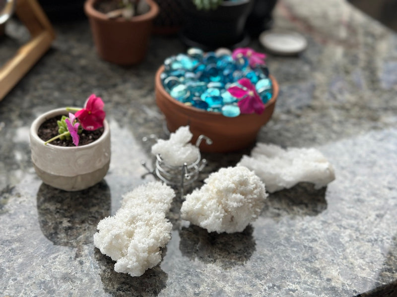 White Aragonite Clusters, Cave Calcite from Mexico FB3417