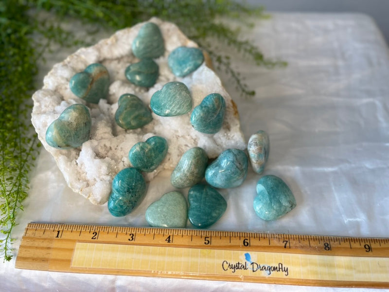 Amazonite Hearts from Madagascar for money, luck, love, and calm FB1032