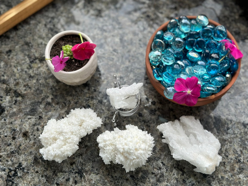 White Aragonite Clusters, Cave Calcite from Mexico FB3417