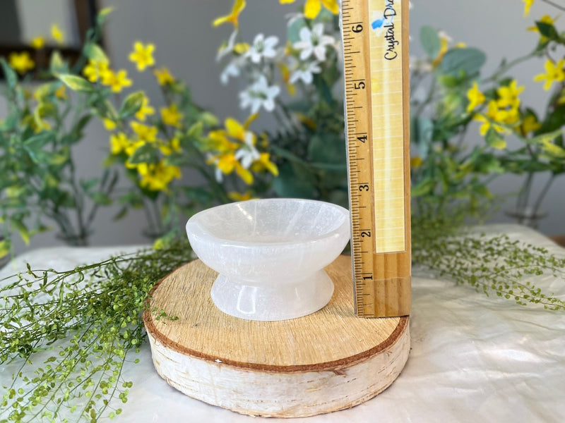 Selenite Carved Pedestal Bowl, strong vibration, Angelic Realm FB1513