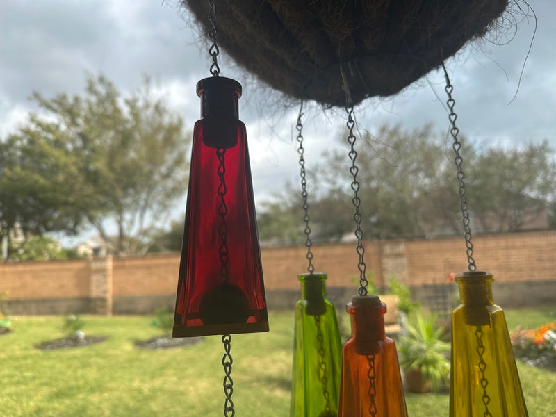 Glass Wind Chimes Made from Pyramid Shaped Bottles FB1594