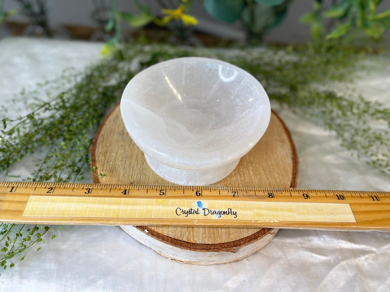 Selenite Carved Pedestal Bowl, strong vibration, Angelic Realm FB1513