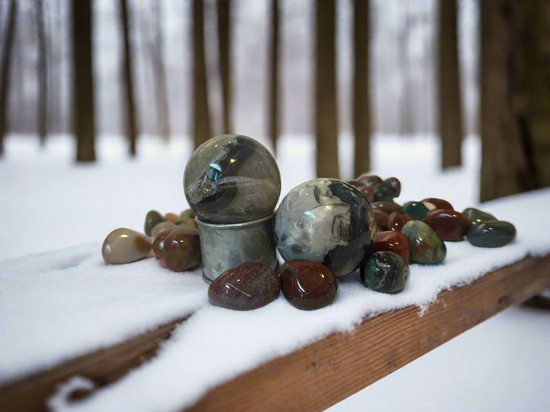 Volcano Agate Sphere, resilience, balance, stability FB1079 🧡