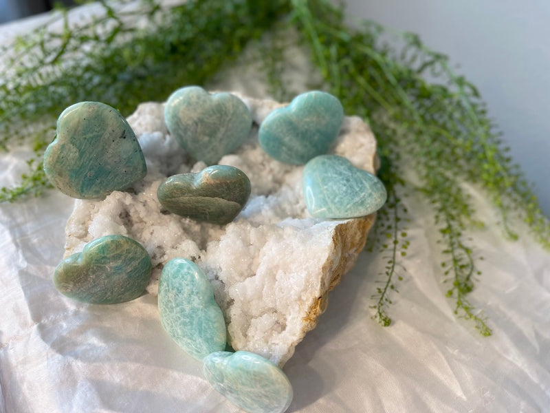 Amazonite Hearts from Madagascar for money, luck, love, and calm FB1032