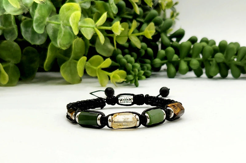 Abundance- Unisex / Men's Adjustable Barrel Semi-Precious Stone Intention Bracelet FB3540 🩷