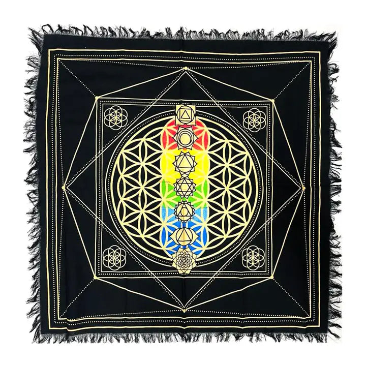 Altar Cloth, Tree of Life or Chakra Flower of Life pattern FB3467