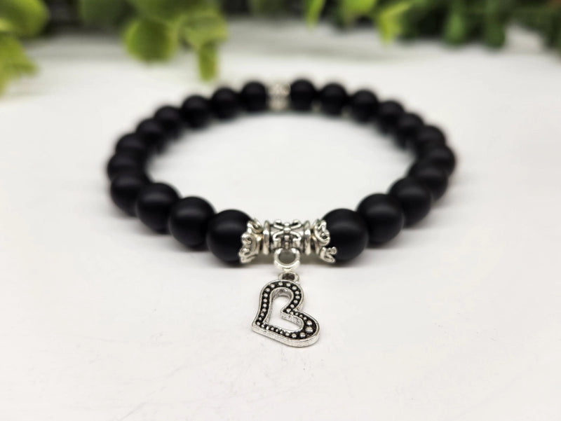 Black Obsidian Power / Prayer Bracelet with charm FB1301 🩷