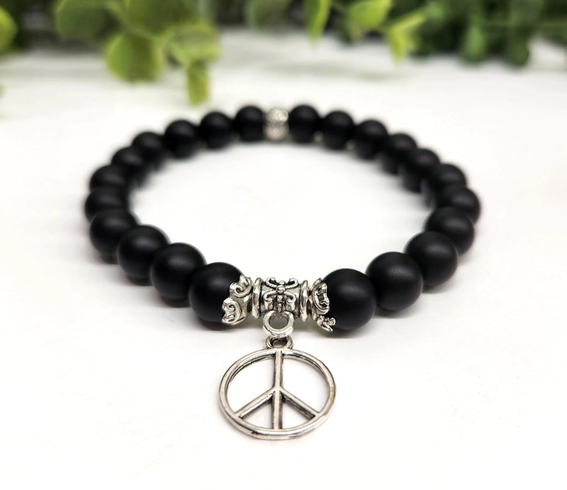 Black Obsidian Power / Prayer Bracelet with charm FB1301 🩷