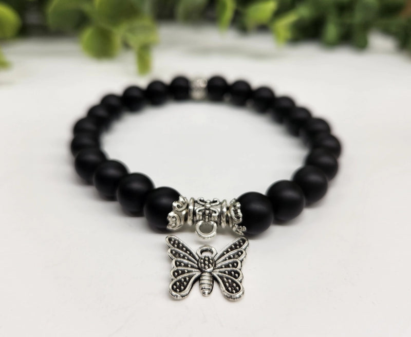 Black Obsidian Power / Prayer Bracelet with charm FB1301 🩷