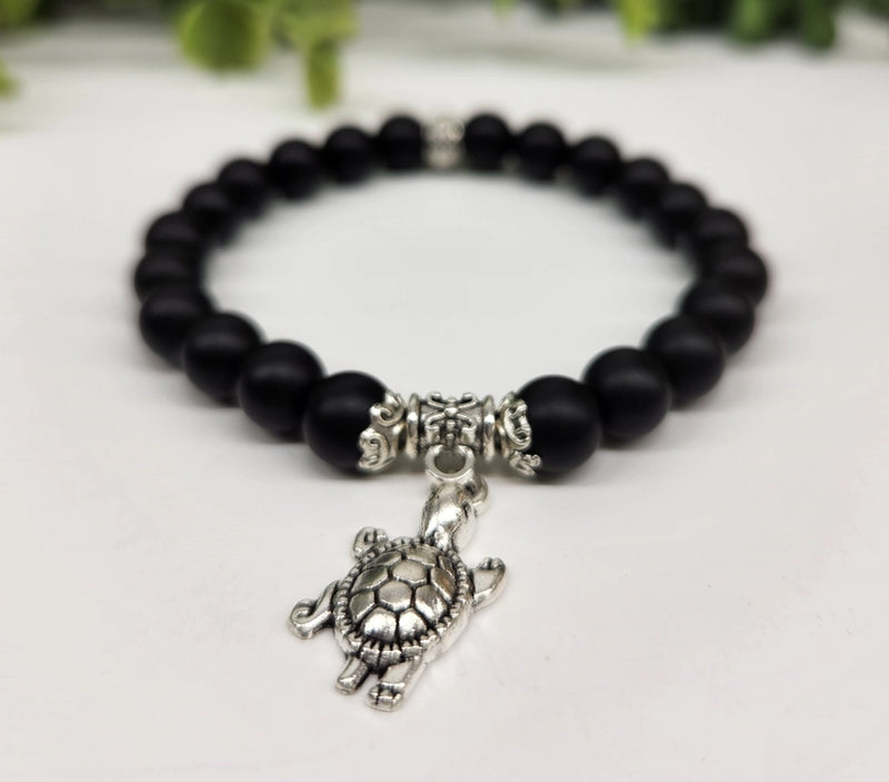 Black Obsidian Power / Prayer Bracelet with charm FB1301 🩷