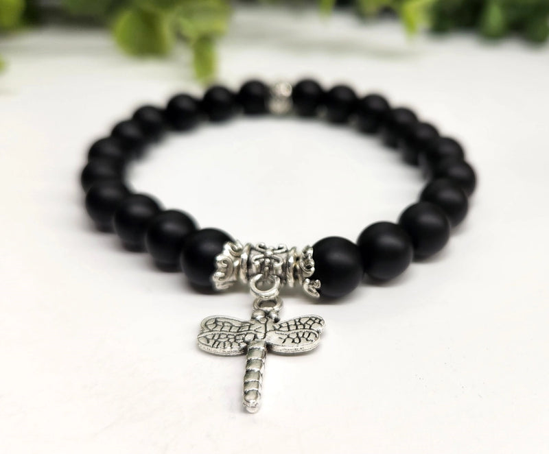 Black Obsidian Power / Prayer Bracelet with charm FB1301 🩷