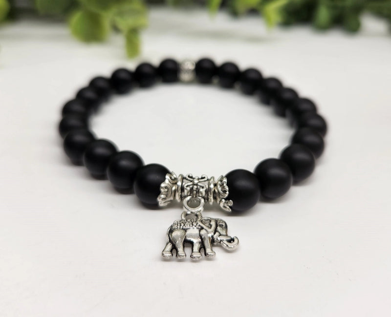 Black Obsidian Power / Prayer Bracelet with charm FB1301 🩷