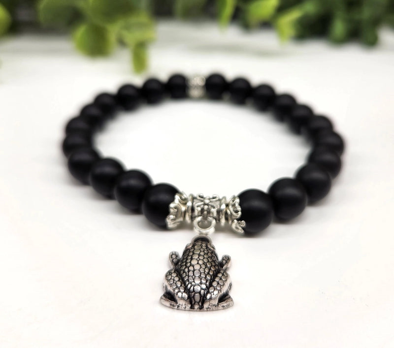 Black Obsidian Power / Prayer Bracelet with charm FB1301 🩷