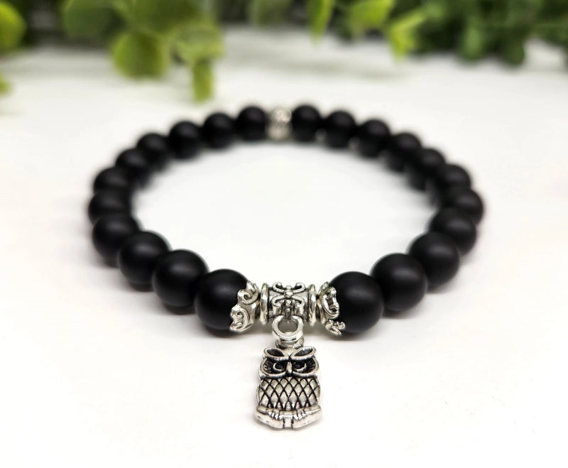 Black Obsidian Power / Prayer Bracelet with charm FB1301 🩷