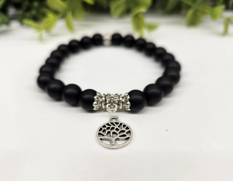 Black Obsidian Power / Prayer Bracelet with charm FB1301 🩷