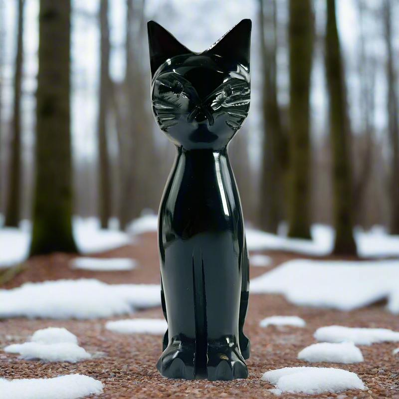 Black Onyx Cat Carving - Spirit / Totem Animal FB1310 🐈