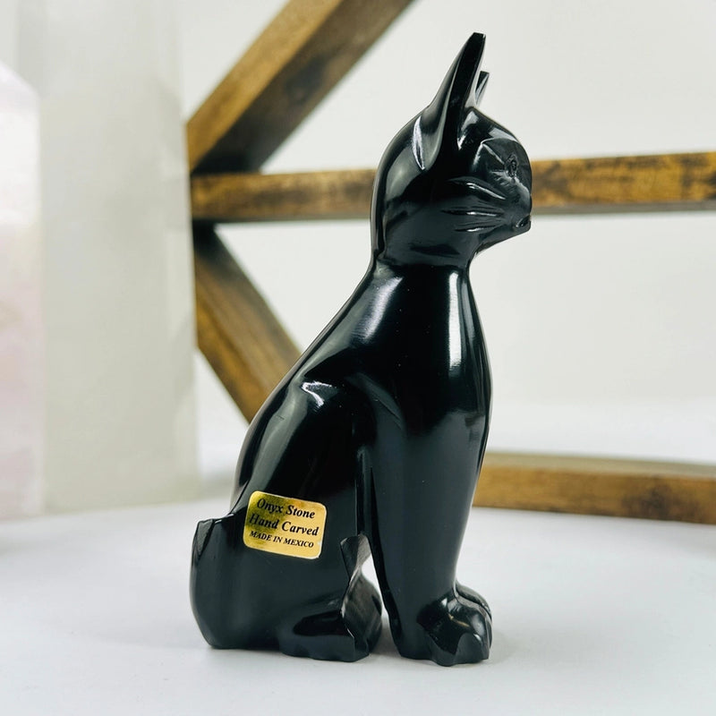 Black Onyx Cat Carving - Spirit / Totem Animal FB1310 🐈