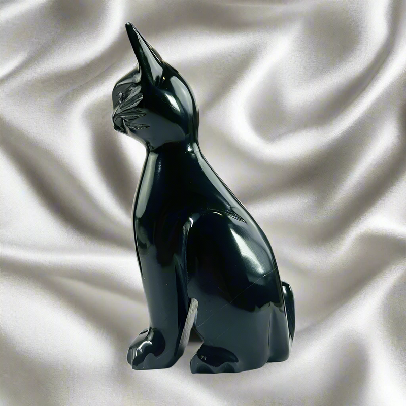 Black Onyx Cat Carving - Spirit / Totem Animal FB1310 🐈