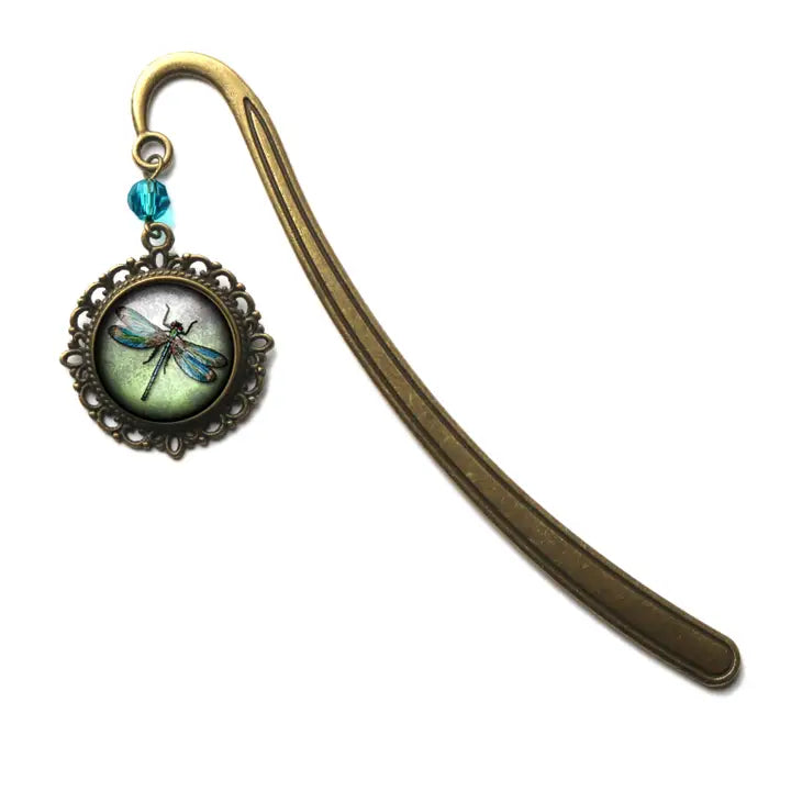 Book Hook, Bronze with Dragonfly Cabochon FB3066 ✨