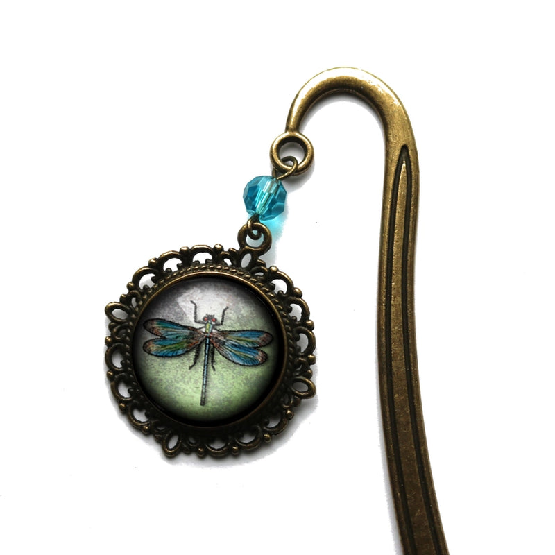 Book Hook, Bronze with Dragonfly Cabochon FB3066 ✨