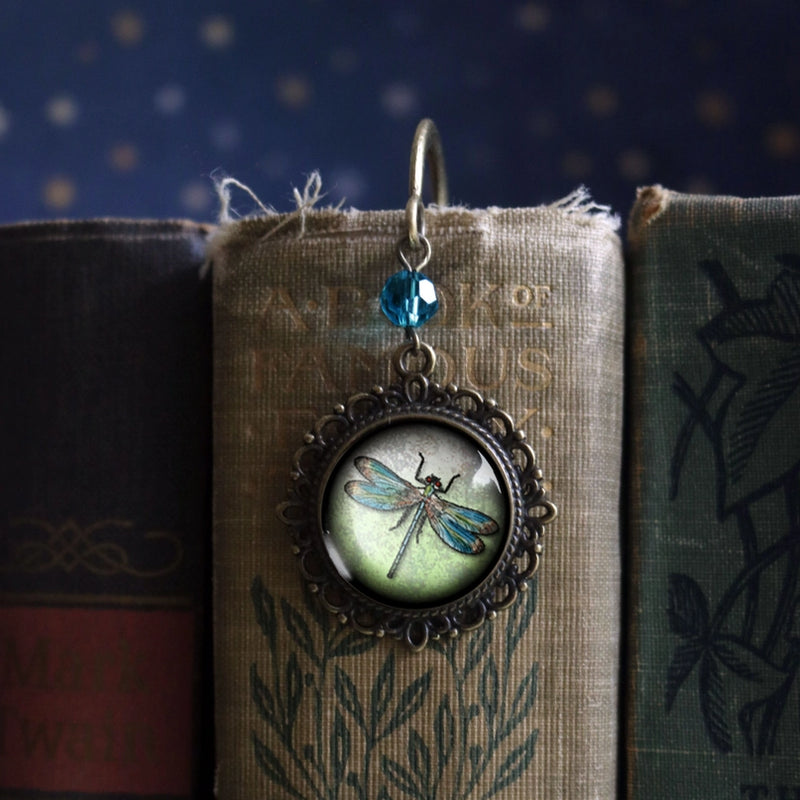 Book Hook, Bronze with Dragonfly Cabochon FB3066 ✨