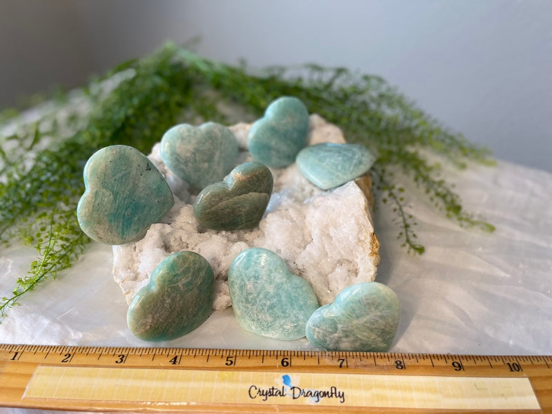 Amazonite Hearts from Madagascar for money, luck, love, and calm FB1032