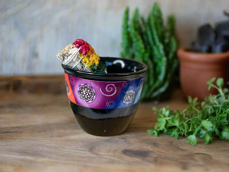 Ceramic Chakra Smudge Pot / Bowl, Incense Burner FB1843 🌿