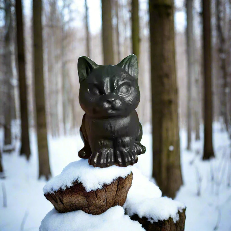 Grumpy Cat Kitten Black Obsidian Carving Totem / Spirit Animal FB2577 🐈‍⬛