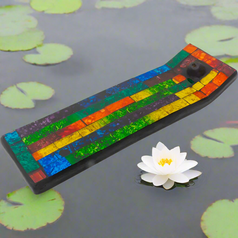 Ceramic and Glass Mosaic Incense Holder FB1329 🩷