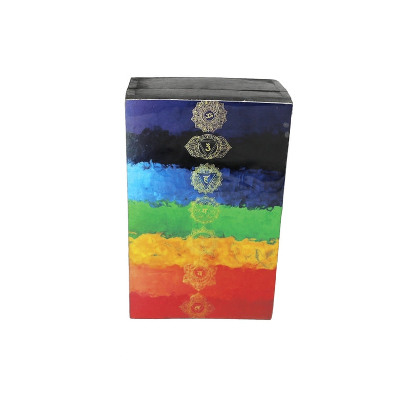 Chakra Colors Hinged Wooden Crystal / Trinket / Tarot / Jewelry Box FB1282