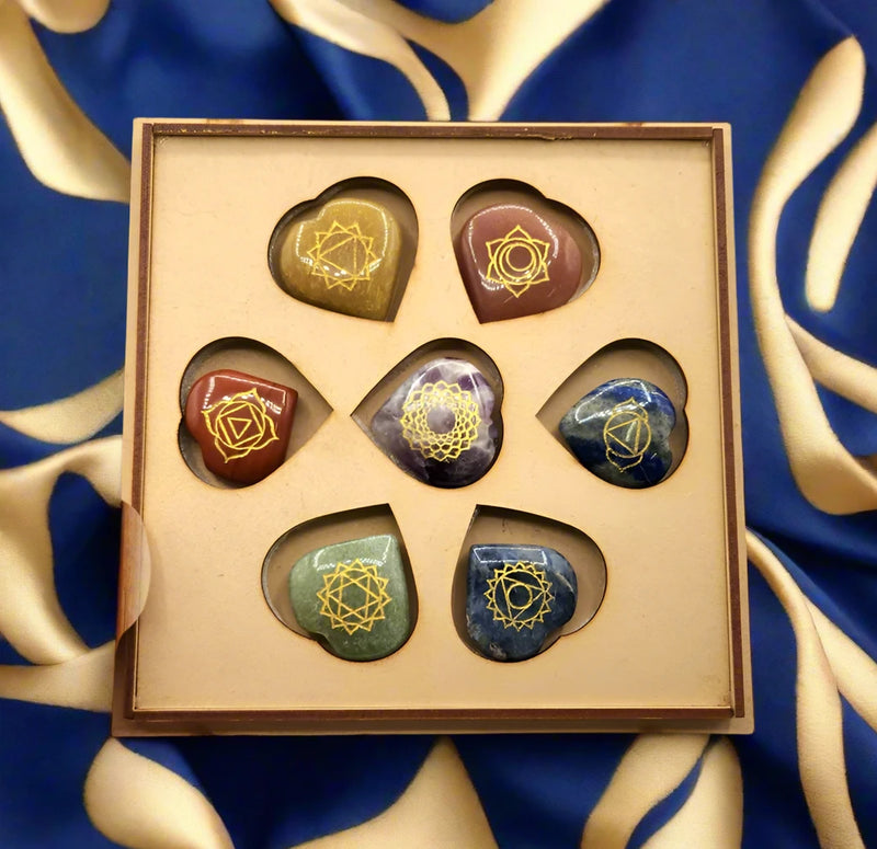 Chakra Carved Heart Wood Box Flower of Life, or Oval Palm Stone Symbol Collection FB2501 💙