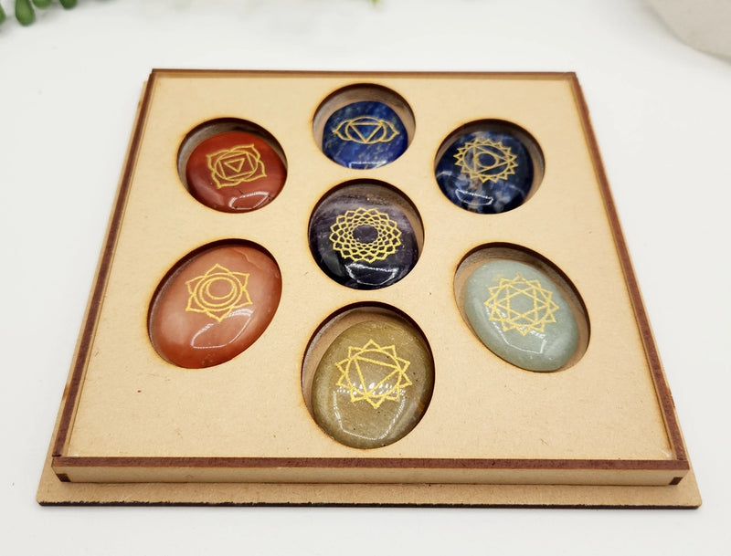 Chakra Carved Heart Wood Box Flower of Life, or Oval Palm Stone Symbol Collection FB2501 💙