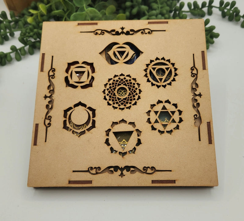 Chakra Carved Heart Wood Box Flower of Life, or Oval Palm Stone Symbol Collection FB2501 💙