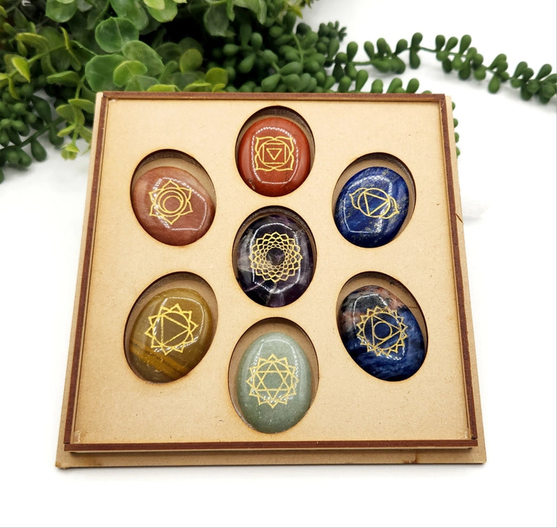 Chakra Carved Heart Wood Box Flower of Life, or Oval Palm Stone Symbol Collection FB2501 💙