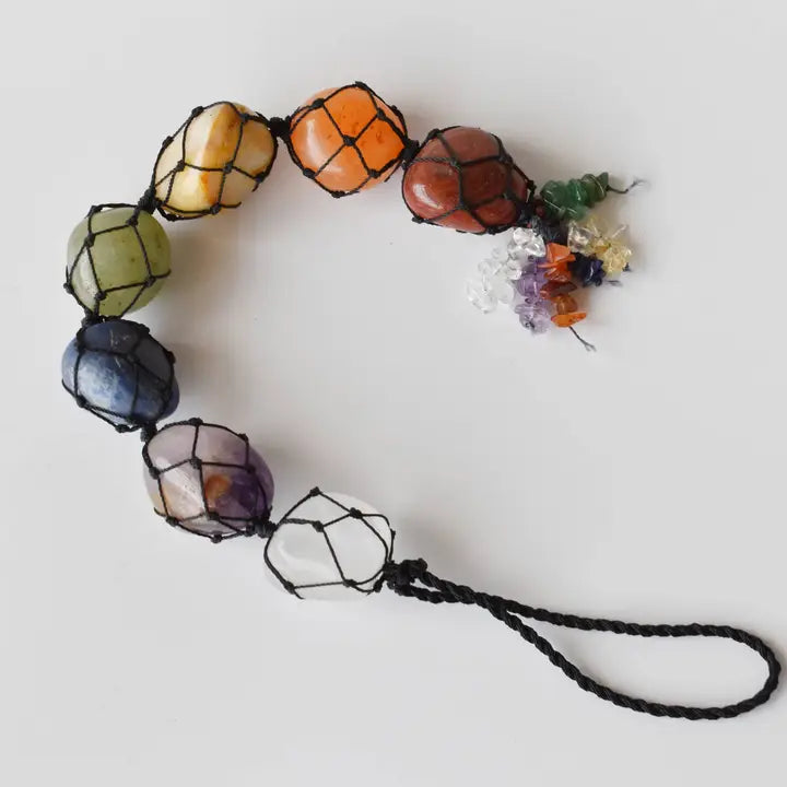 Chakra Stone Hanging Collection, Tumbled Stones with Matching Stone Chips FB3164 💛