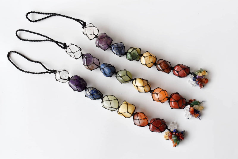 Chakra Stone Hanging Collection, Tumbled Stones with Matching Stone Chips FB3164 💛