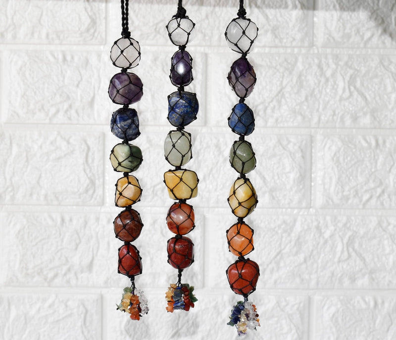 Chakra Stone Hanging Collection, Tumbled Stones with Matching Stone Chips FB3164 💛