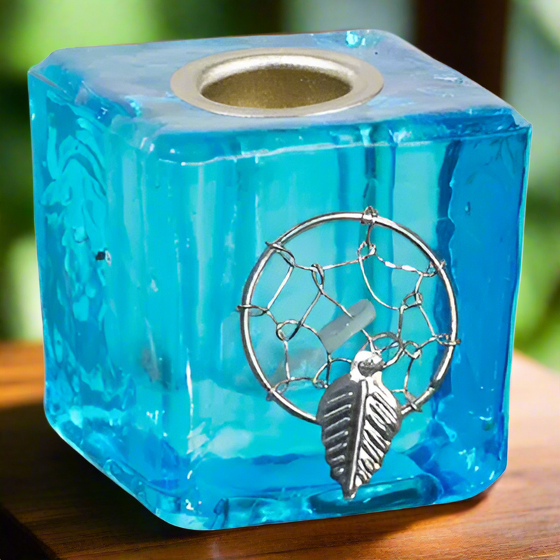 Ritual / Altar / Chime Candle Holder, Aqua Dream Catcher FB3119