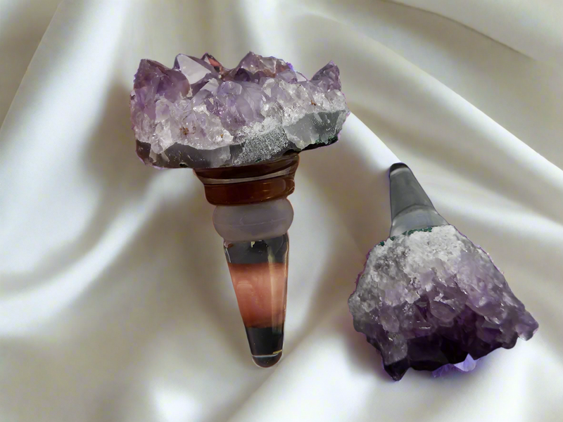 Crystal Bottle Stopper Amethyst or Clear Quartz Wine Stopper - Feng Shui FB3213 🎀