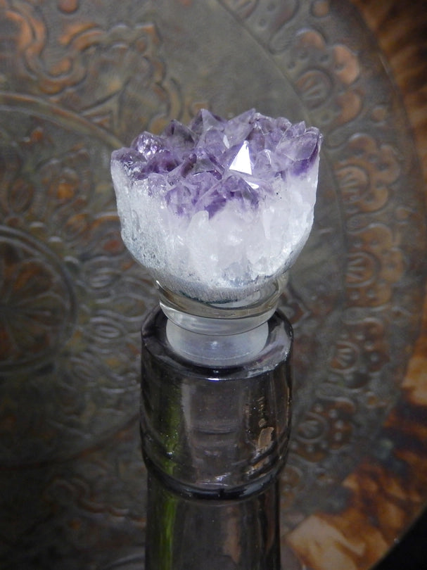 Crystal Bottle Stopper Amethyst or Clear Quartz Wine Stopper - Feng Shui FB3213 🎀