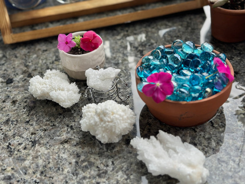 White Aragonite Clusters, Cave Calcite from Mexico FB3417