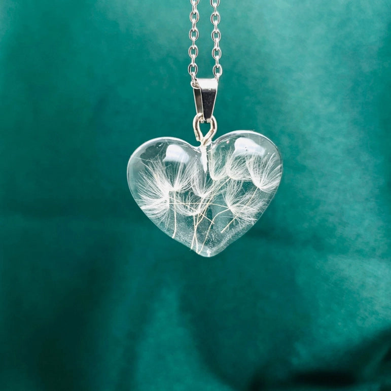 Natural Dandelion Heart Shape or Sphere Shape Necklace FB3459 🌼