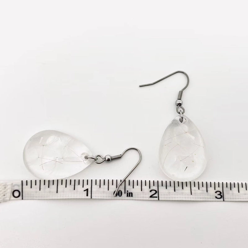 Natural Dandelion Teardrop Shape Dangle Earrings FB3058 🌼