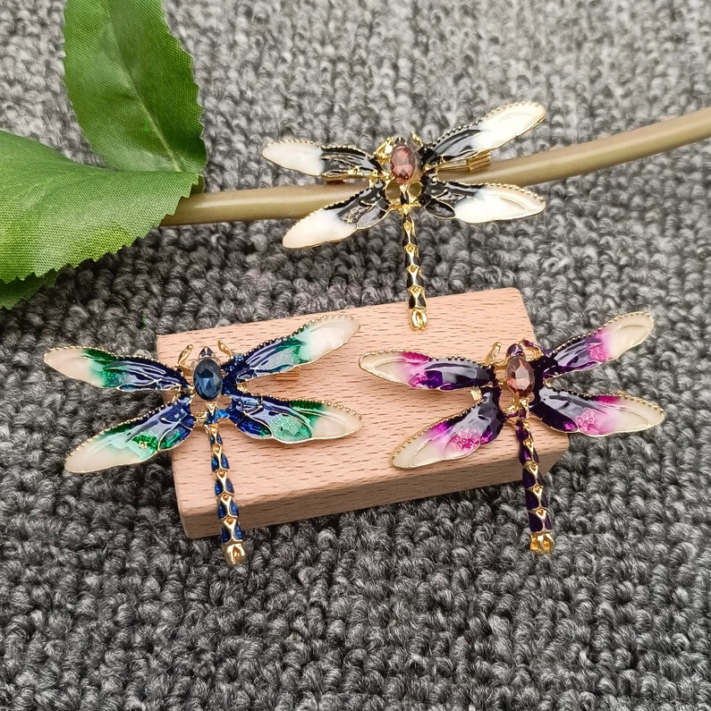 Dragonfly Enamel Sparkle Brooch FB2186 💚