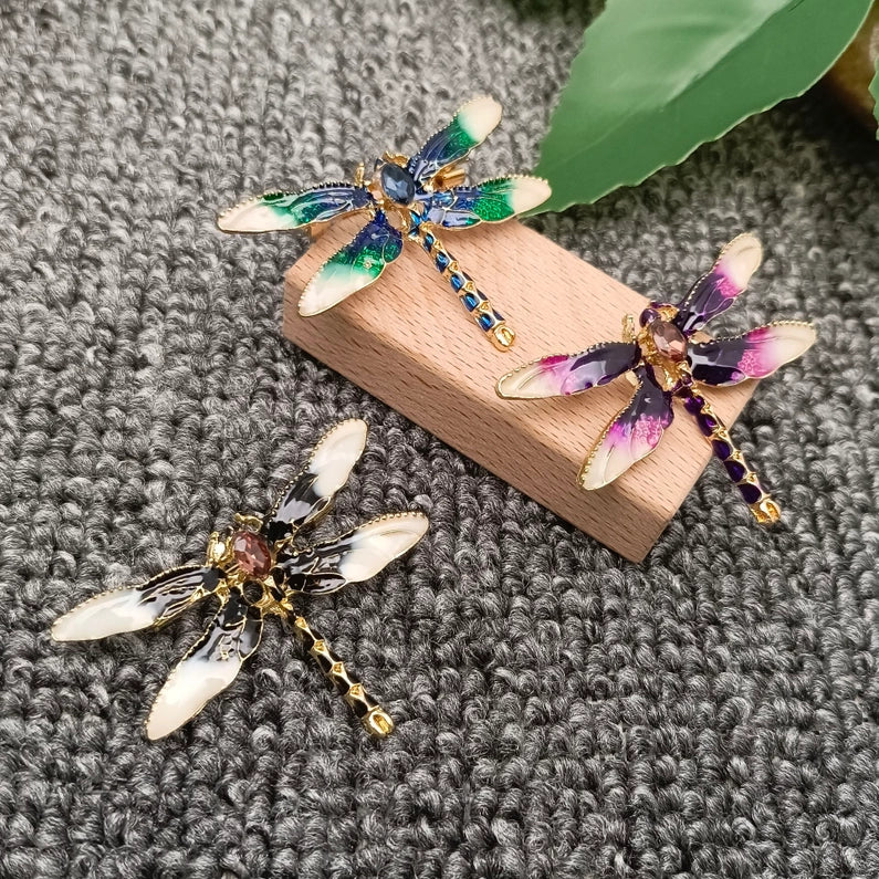 Dragonfly Enamel Sparkle Brooch FB2186 💚