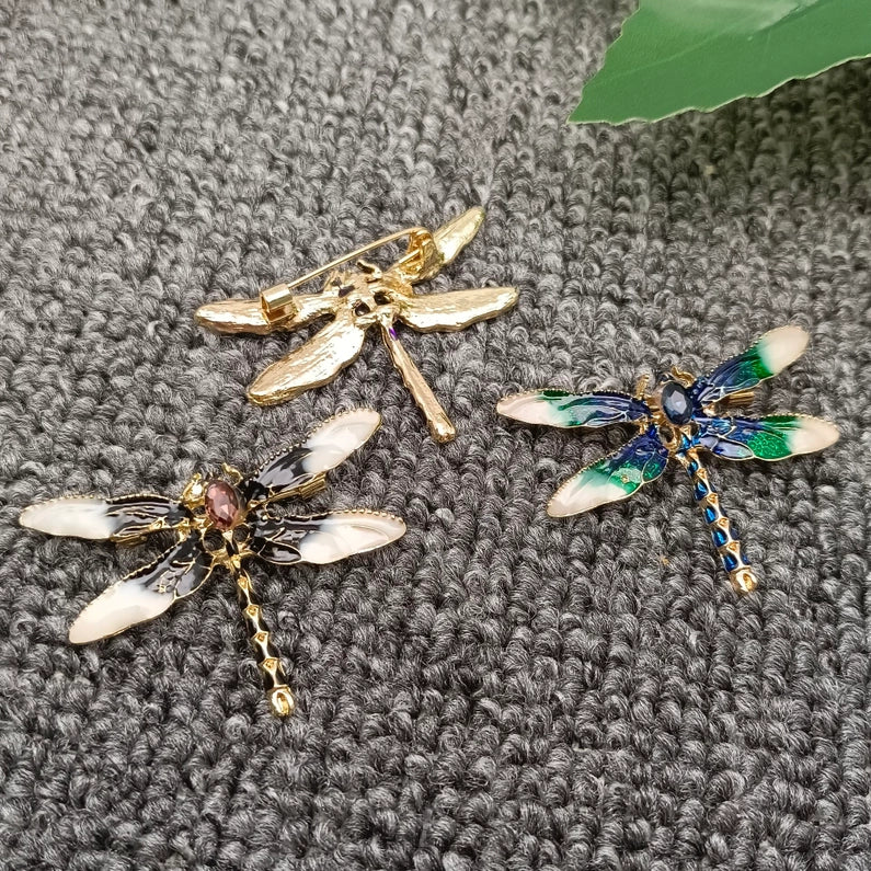 Dragonfly Enamel Sparkle Brooch FB2186 💚