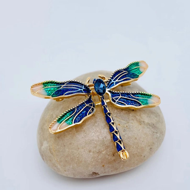 Dragonfly Enamel Sparkle Brooch FB2186 💚