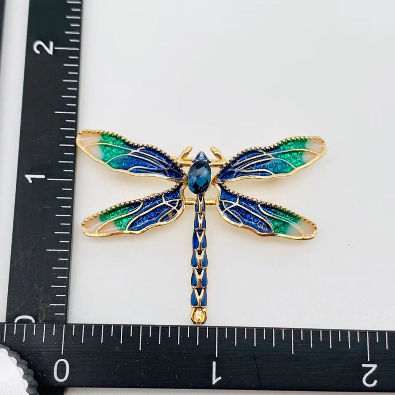 Dragonfly Enamel Sparkle Brooch FB2186 💚