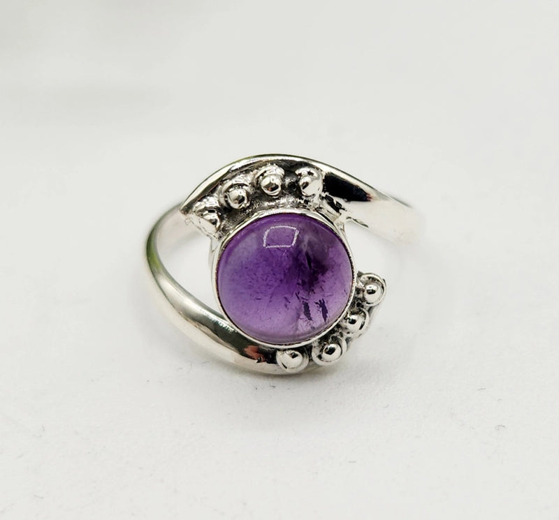 Evil Eye Protection Sterling Silver Ring with Amethyst Center Stone FB2231  ✨